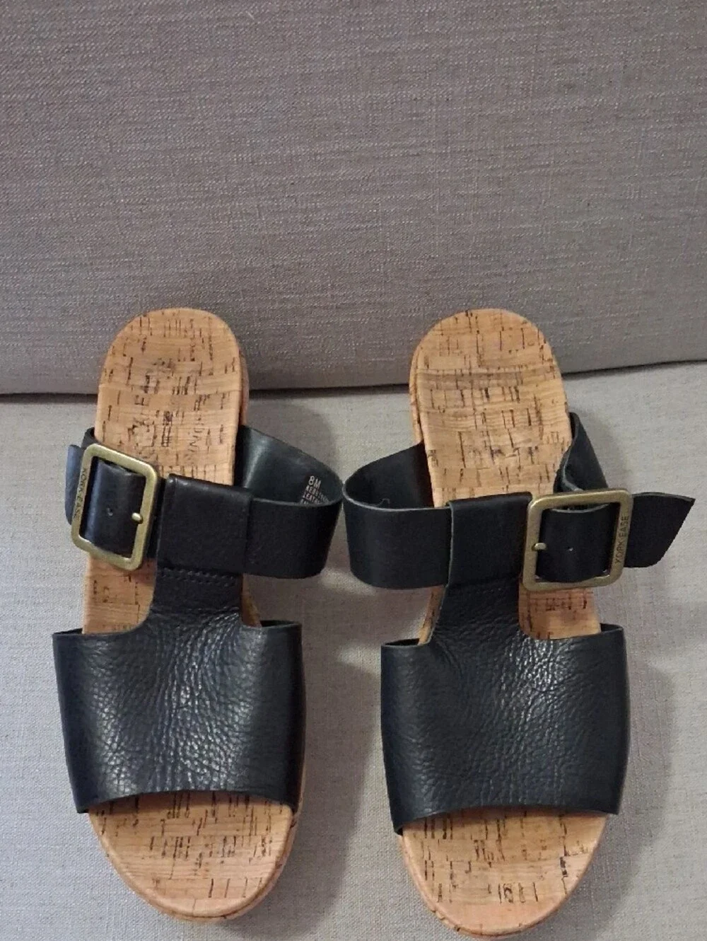 Kork-Ease Kids Black Cork Slide Sandals with Buckle Accent